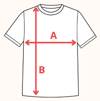 Jak mierzyć koszulkę - osie A i B.